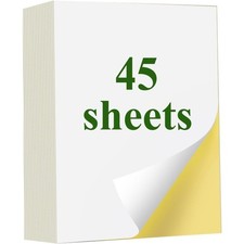 White Matte Printable Sticker Paper for Inkjet  Laser Printers, 45 Sheets Full