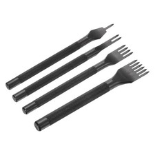 4-teilig 3mm Lochstanze für Handnähen mit 1/2/4/6 Zinken, Schwarz