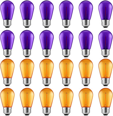S14 Purple and Orange LED Light Bulbs, 24Pack 1W Plastic Shatterproof Waterproof