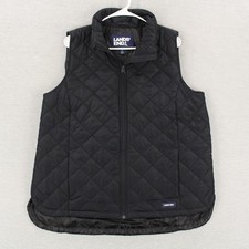 Lands End Featherfree Insulated Quilted Vest Womens Size Large 14-16 Black Poly