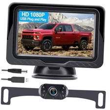 Backup Camera Ease Install for Car - USB Plug and Play, HD 1080P Black-USB Plug