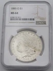 1885 O Morgan Silver Dollar - NGC MS64 - Certification# 6780137-011