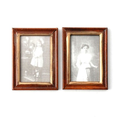 Dollhouse 2 Victorian Pictures Paintings in Wooden Frames Miniature Accessory