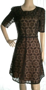 beige knee length dress