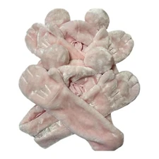 2set Disney Mickey Mouse Fluffy Cap Long Scarf Tokyo Disneyland Pink Japan