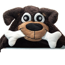 Brown Cuddly Buddies Hooded Blanket With A Dog with Bone in Mouth