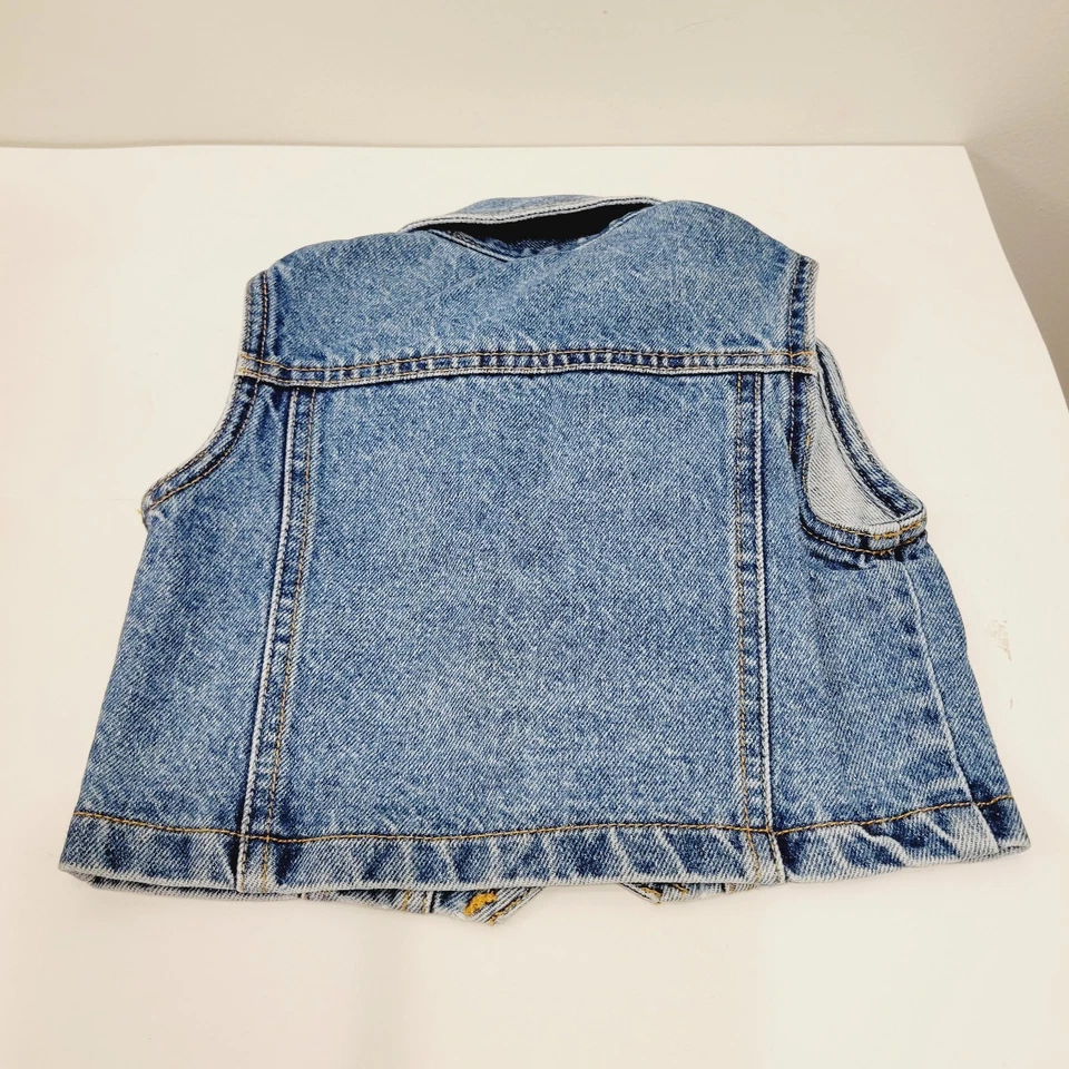 Toddler Cherokee Snap Button Denim Blue Jean Jacket SZ SM Teddy Bear Embroidered - Image 4 of 4
