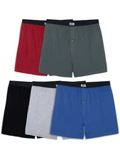 Fruit Of The Loom Men's Solid Knit Assorted Boxers - 5 Pack, Small