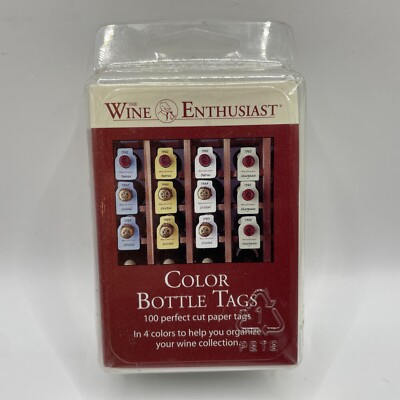 Wine Enthusiast Color Bottle Tags 100 Perfect Cut Paper NEW Hard to Find