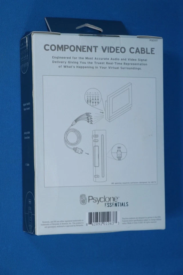 NINTENDO Wii COMPONENT VIDEO CABLE PSYCLONE ESSENTIALS 8’ CABLE NEW - Image 2 of 2