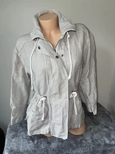 Lucky Brand Linen Jacket Spring Fall Women S Stripe Waist Drawstring 4493 Ecru
