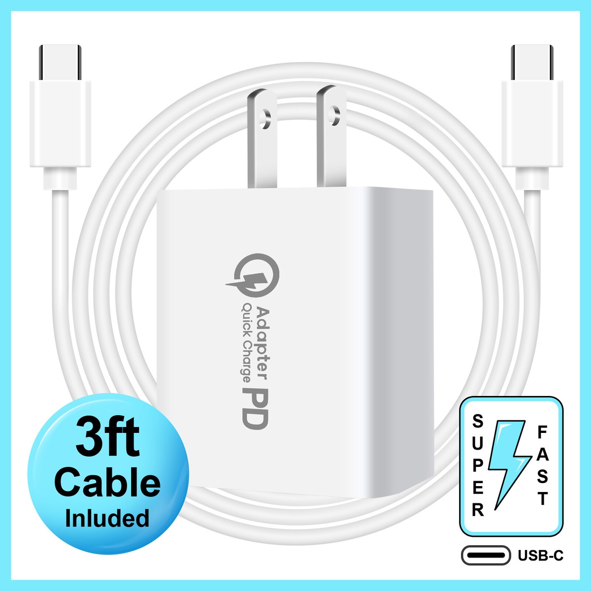 Fast Wall Charger Block USB C Cable Fit Google Pixel 8a 7a 6a Pro XL  XXL