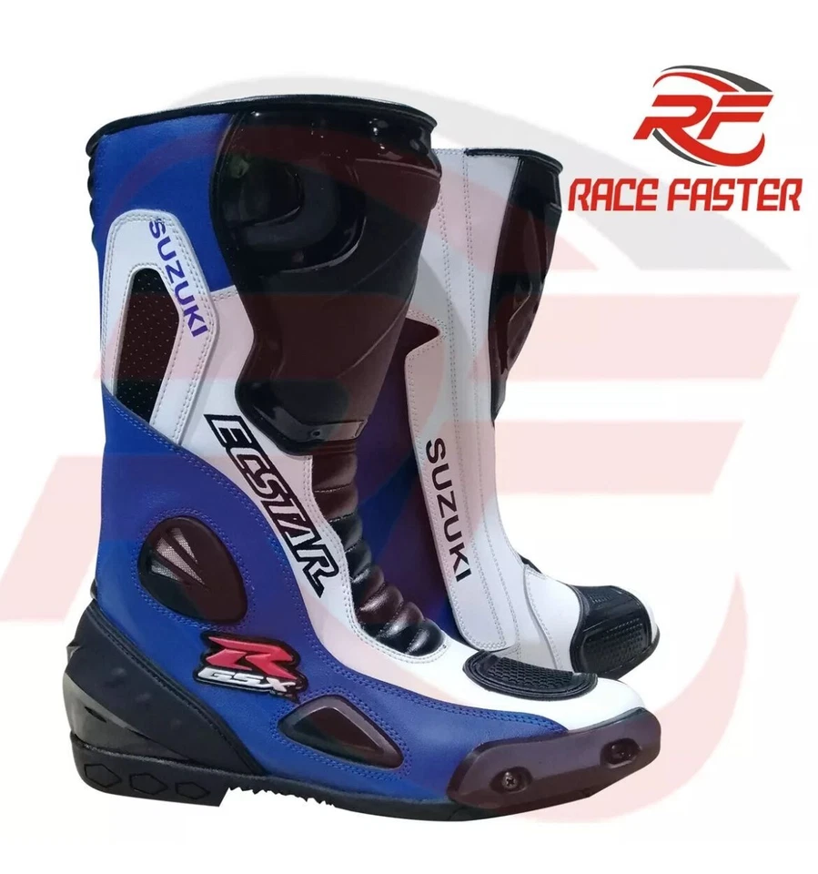 SUZUKI ECSTAR GSXR NEW MOTORBIKE MOTORCYCLE RACING LEATHER BOOTS / SHOES - Image 2 of 4