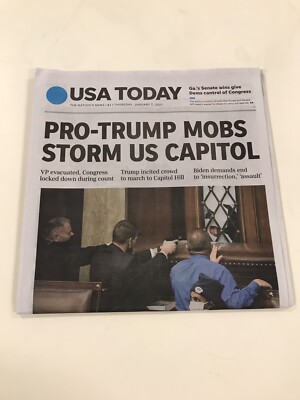 USA Today Newspaper 01/07/21.  The Capitol Hill Invasion on 01/06/21.