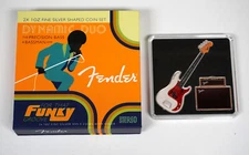 2023 SOLOMON ISLANDS FENDER DYNAMIC DUO BASS & BASSMAN 2X 1OZ SILVER SET PAMP
