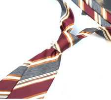 New Classic Striped Red Gray JACQUARD WOVEN 100 Silk Men's Necktie Tie