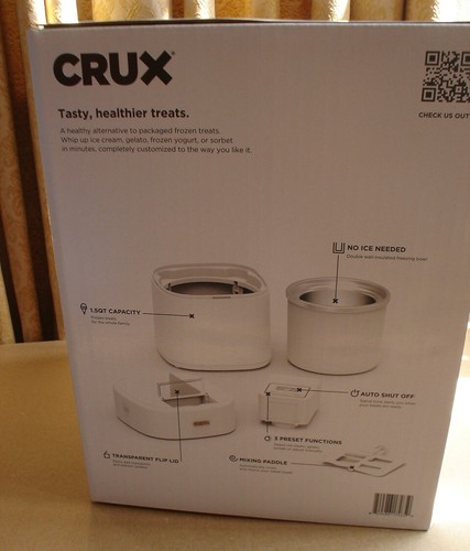 CRUX 1.5 Quart Ice Cream Maker, White & Gold. Model 42974A1. Brand New - Picture 4 of 7