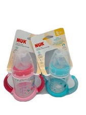 2 NUK Learner Bottle Sippy Active Cups 5oz for Baby Feeding Blue and Pink