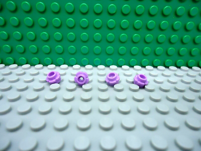 Lego 4 Medium Lavender 1x1 knob with 5 petal edges plant flower NEW