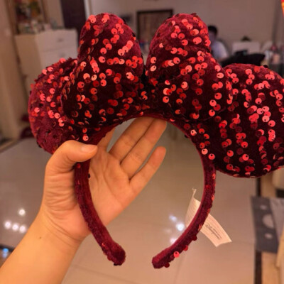 Tokyo Disney Tweed and Velvet Sparkle Mickey Minnie Mouse Ears Headband Tokyo Disney Resort Minnie Mouse Black Tweed | Mercari main image 4