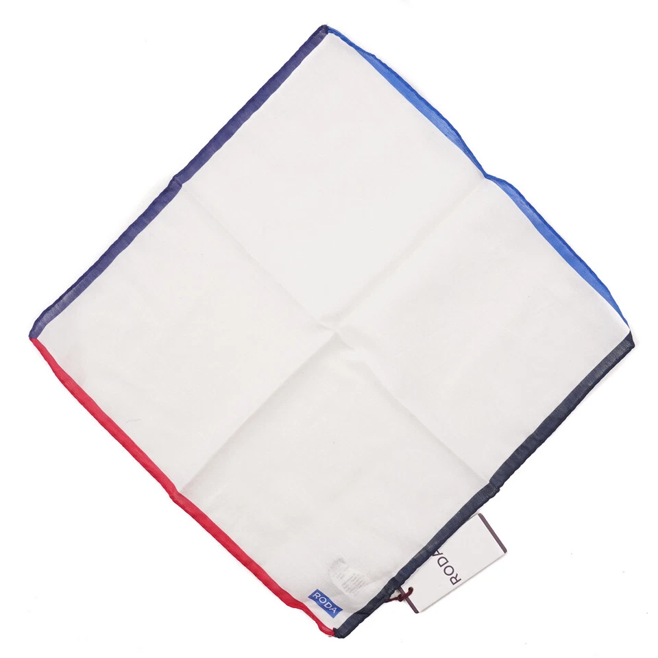 NWT RODA Lightweight Cotton-Silk Pocket Square with Contrasting Quadrant Border - Image 2 of 4