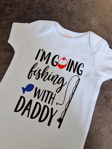 Pescar bebé estampado de crecimiento - voy a pescar con papá - divertido bebé crecer-GF01 - Imagen 4 de 20