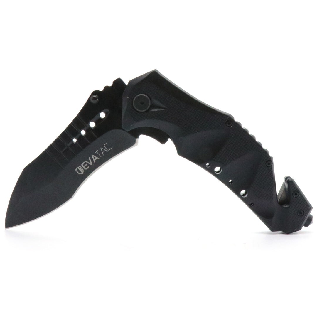 Folding tactical rescue pocket knife with seatbelt cutter and belt clip-image