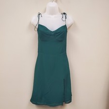 Reformation Emerald Julliette Spaghetti Strap Sweet Heart Slit Dress Tie Straps