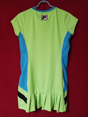 FILA Sony Open Tennis Short Sleeve Shirt Dress Women's Neon Green Blue Sze  SMALL | eBay