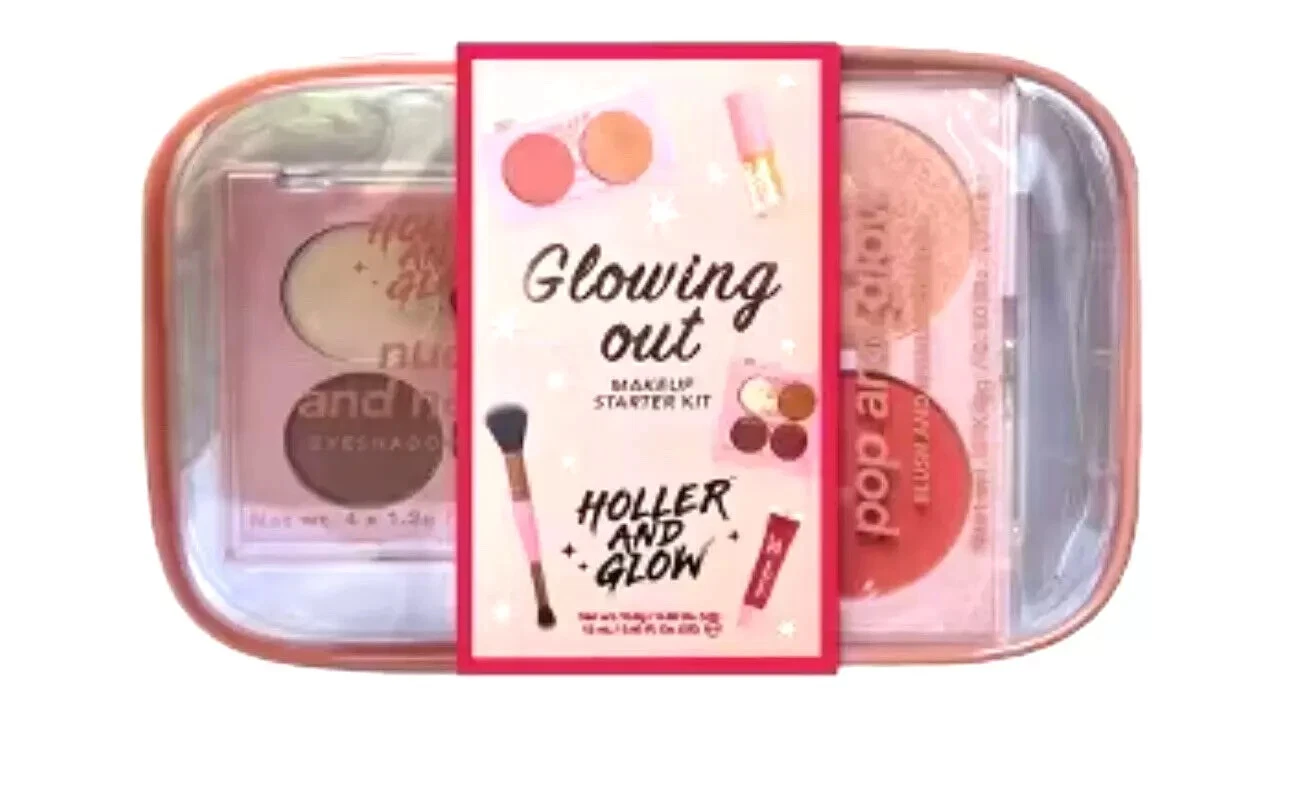 Lot of 12 Holler and Glow Glowing Out Makeup Starter Kit Gift Set Pink 5pc