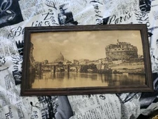 Antique Taber Prang Art Co Castle St Angelo Rome Vatican  Framed