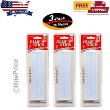 GLUE STICK 7" Instantly Precision Applicator For Glue Gun Craft 36 Pcs (3 Pack)