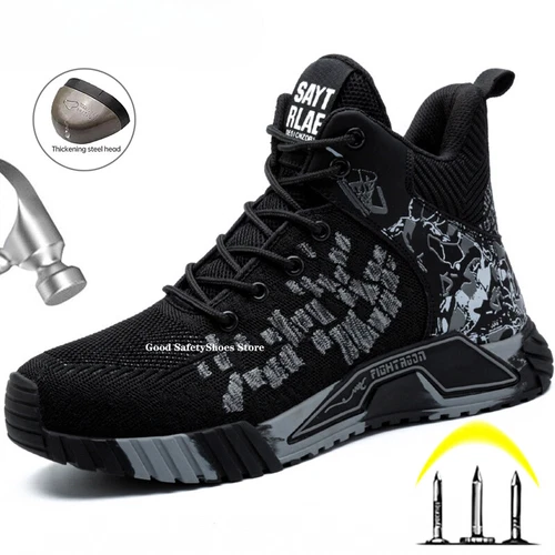 Stahlkappe Arbeit Sicherheitsstiefel Herren Outdoor Schuhe Pannensicher High Top Sneaker - Bild 5 von 32