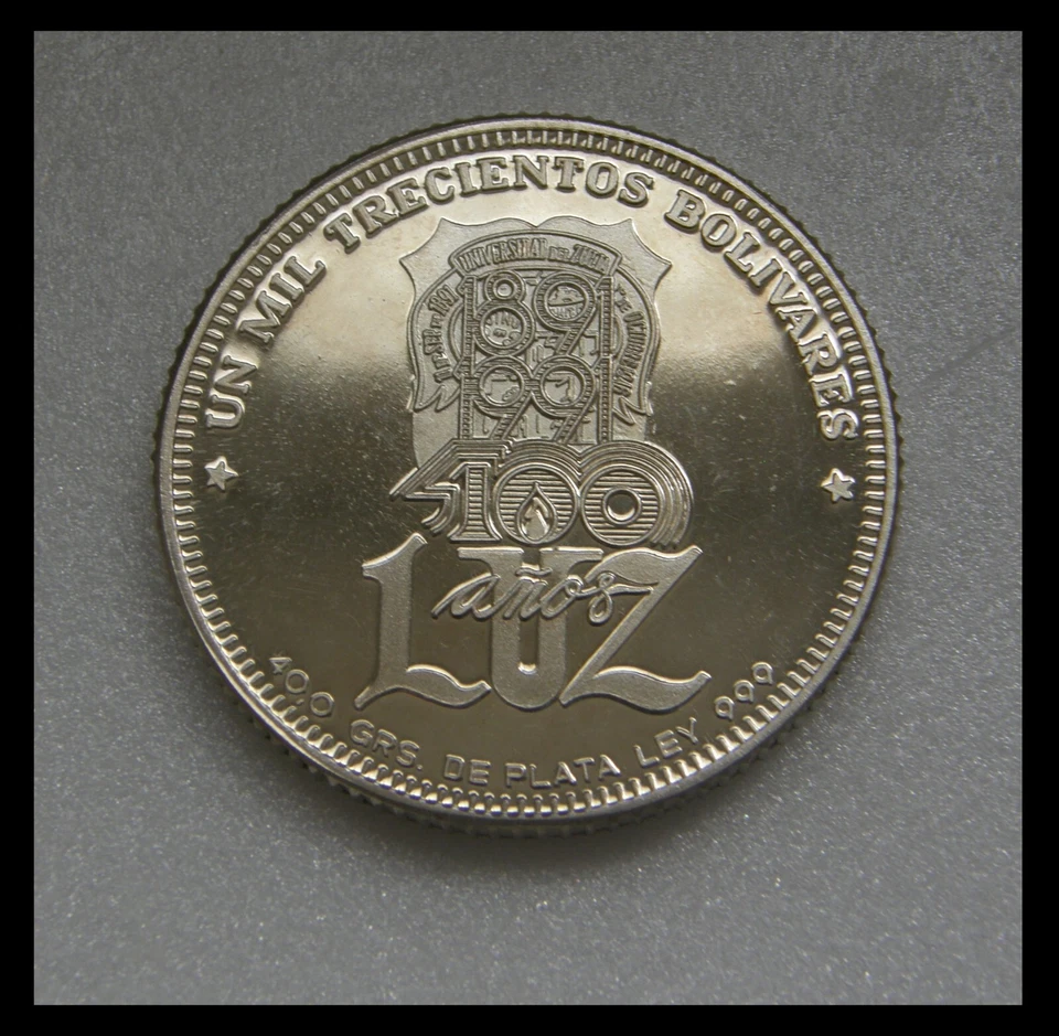 Venezuela Coin 1300 Bolivares 1991 Zulia University LUZ Silver .999 40.0gr 40mm - Image 2 of 2