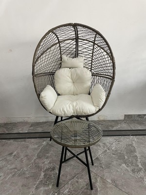 TAUS Standing Egg Chair with Coffee Table|Gray|Product Size: 97.5*67*143cm|