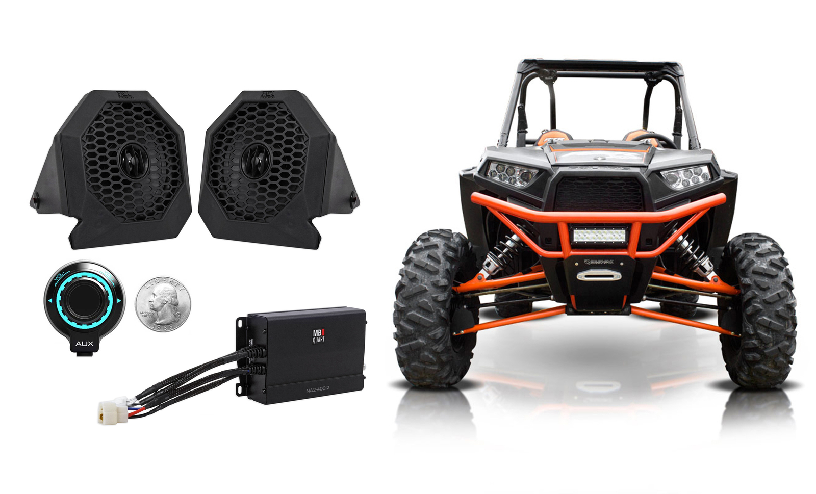 Динамики MTX RZRPOD65 Polaris RZR 65 с креплением на приборной панели Усилитель Контроллер Bluetooth