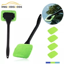 2×Windshield Cleaning Tool Car Window Wiper Cleaner Glass Brush & 4 Reusable Pad