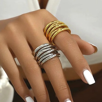 Chunky Ring Statement Multi-Layer Long Large Wide Thick Exaggerated Big Modern