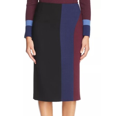 NWT! Boss by Hugo Boss Velivia Color Block Midi Slimming Classic Pencil  Skirt
