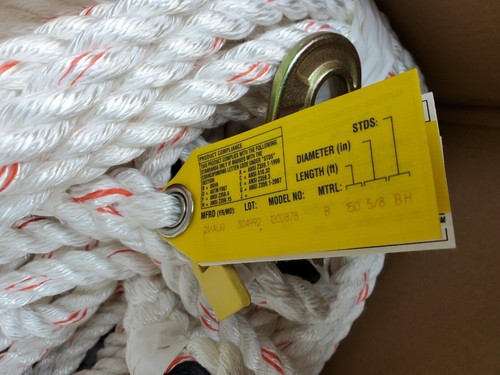 NEW! 3M 1202878 DBI-SALA 5/8" Rope Lifeline w/ Snap Hook Both Ends 150ft (HR) - Picture 8 of 11