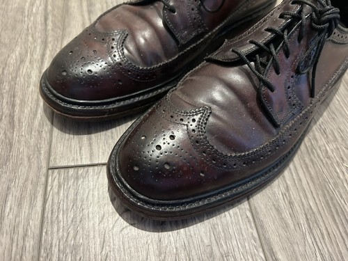 Bostonian SHELL CORDOVAN Burgundy 8 Longwings Derbies Brogues 8.5 D B USA - Picture 2 of 8