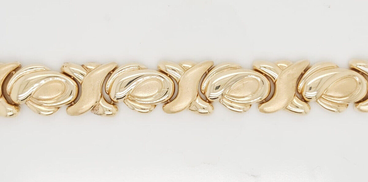 14k Yellow Gold Women's Wide Heavy XO Bracelet - image 1