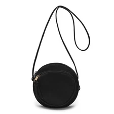 Crossbody Bag - Women's Coin Pouch, Zippered Round Purse, Cotton Canvas with ...