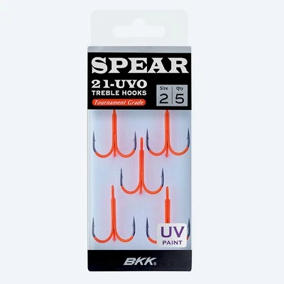 BKK SPEAR-21 UVO Treble Hooks Orange - Drillinge Gr. 12 -5/0 Drillingshaken - Bild 1 von 4
