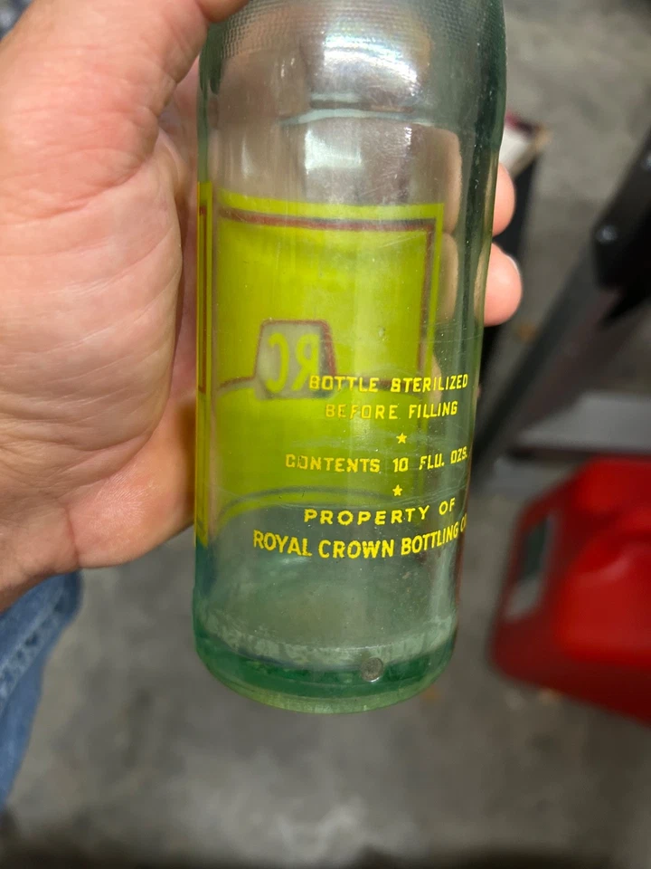 1956 RC COLA 10 Oz Royal Crown garrafa de cola verde ACL NEHI CORP RC - Imagem 4 de 4