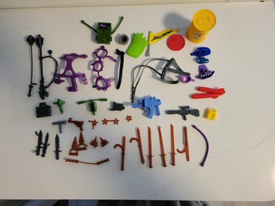 Vintage TMNT Mutant Ninja Turtles Accessories Toy Weapons Parts 45 pc. lot