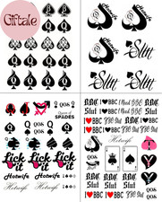 4 Sheets Queen of Spades Temporary Tattoo Stickers 81 Pieces Waterproof