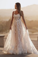 A-line Wedding Dresses For Woman Bride Square Collar Sleeveless Appliques