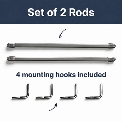 Small Cafe Curtain Rod Adjustable Set of 2