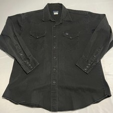 Wrangler Cowboy Cut Firm Finish Twill Western Pearl Snap Work Shirt XXL Black